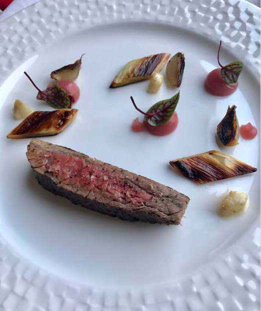 An example of a classic TRB dish: Seared beef filet, crispy beef carpaccio, and bone marrow
