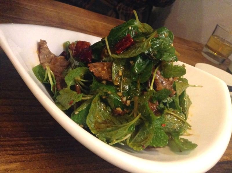 Beef, mint, and chili