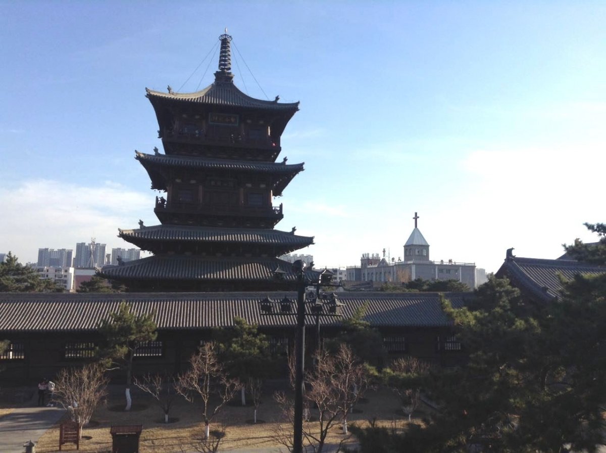 Wooden pagoda in Huayan Temple