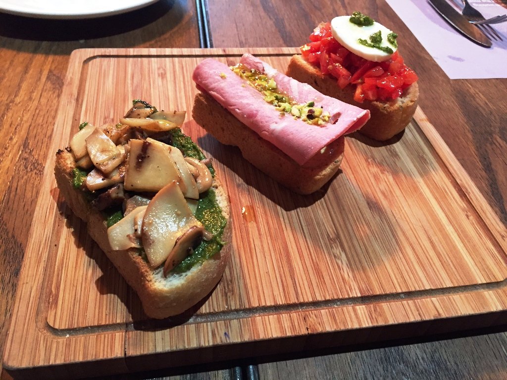 Rustic Italian bruschetta trio