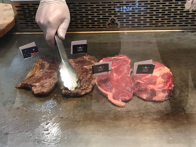 We went with 五分熟/wu fen shou, or 50 percent, for a medium rare, though you can order whatever wellness you prfer
