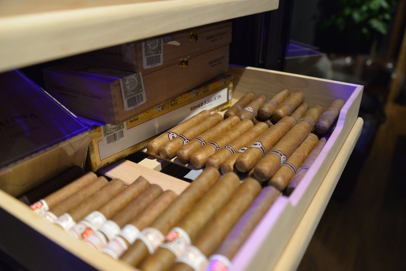 The bar's cigars range in price from about RMB 180-280