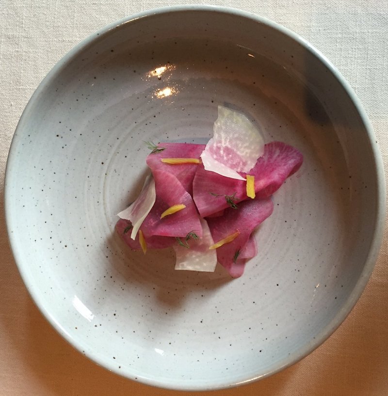 Pork neck with watermelon radish at The Georg (pictured in June 2016)
