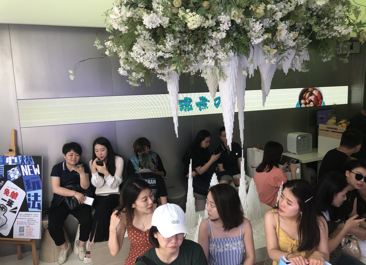 Patrons wait to try White Rabbit ice cream and milk tea