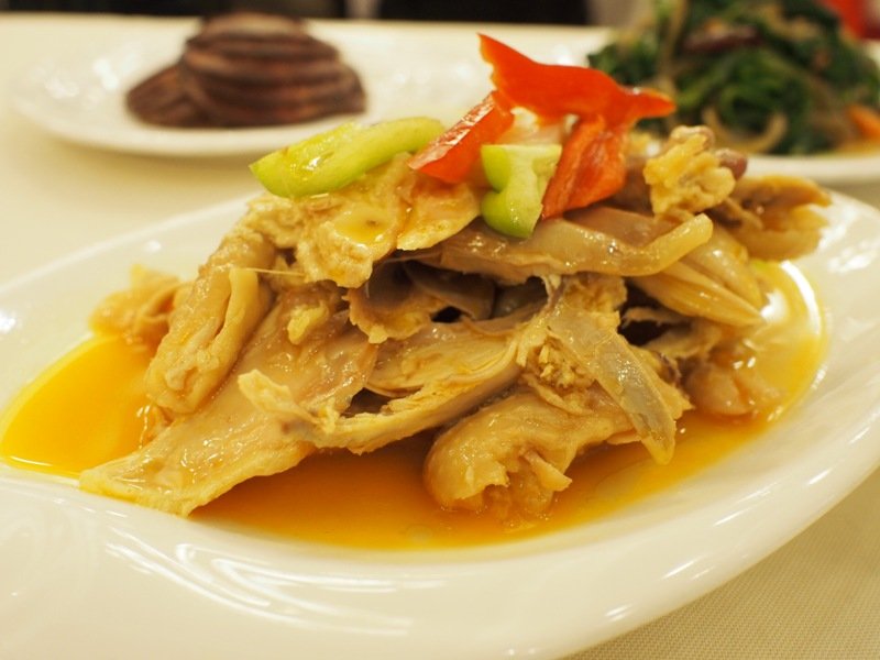 The Xinjiang-style chicken is similar to the koushuiji you'll find in Sichuan restaurants