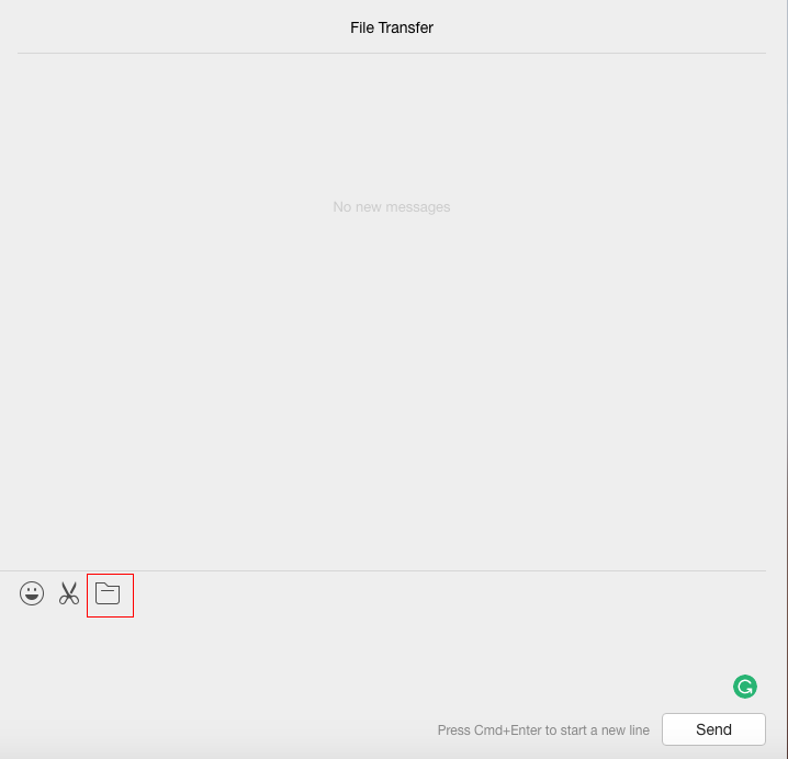 That File Transfer chat window with the "send image or file option" highlighted in red