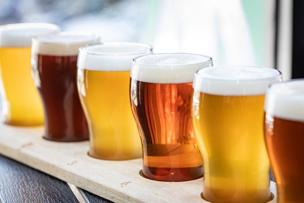 A beer tasting flight