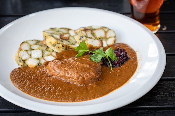 One of the star dishes: baked beef in a vegetable cream sauce