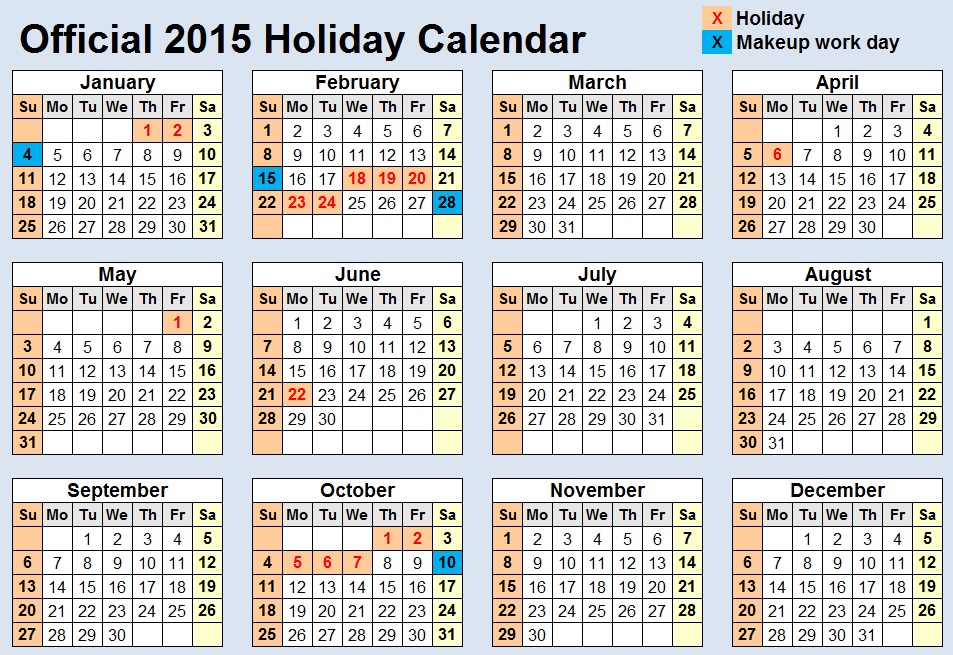 Bezet Monteur Oneffenheden Official 2015 Holiday Schedule Released, Only One Heinous Six-Day Work Week  All Year | the Beijinger