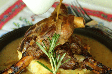 The restaurant's lamb shank is marinated for two days before being served to customers