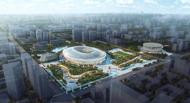 Concept art for the new stadium and its surroundings