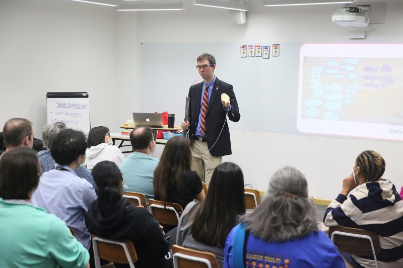Keystone Secondary Math Department Head Jason Roy presents his ways to engage students through games that he has created for his math classes