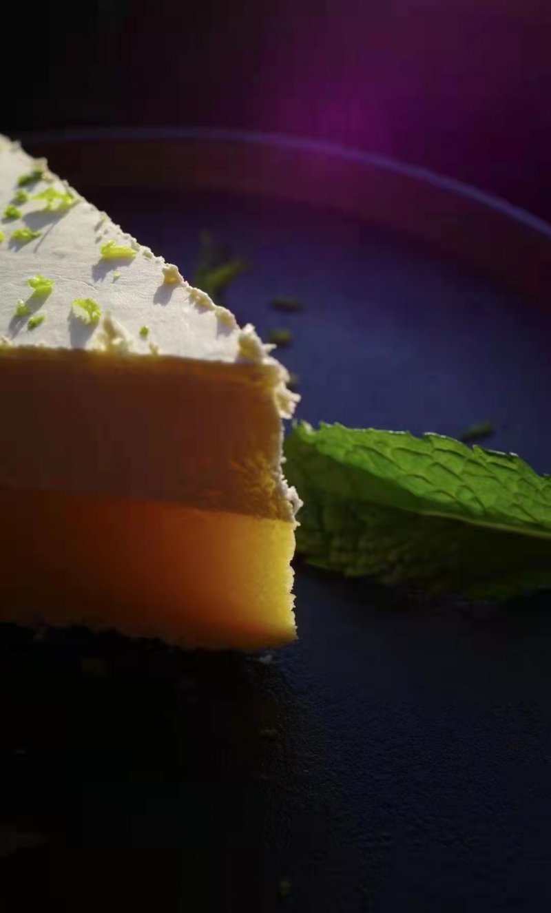 Key lime custard in the sunset