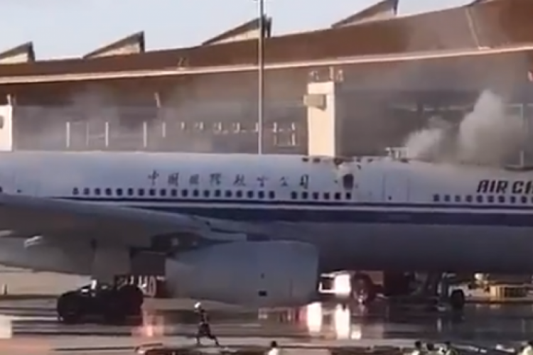 Air China Plane Catches Fire at Beijing Capital International Airport