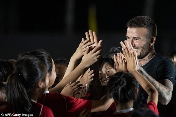 DP David Beckham spotted at Adidas Reopening in Taikooli