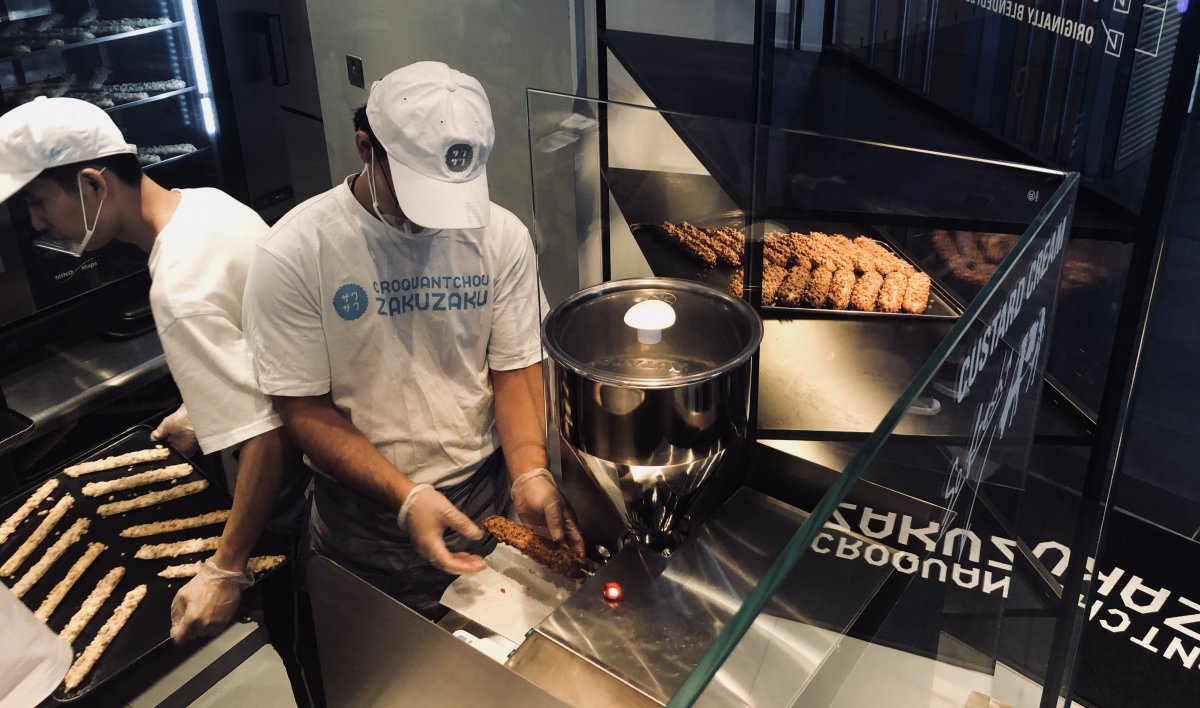 Patrons can watch on as the staff prepare the desserts in the open kitchen