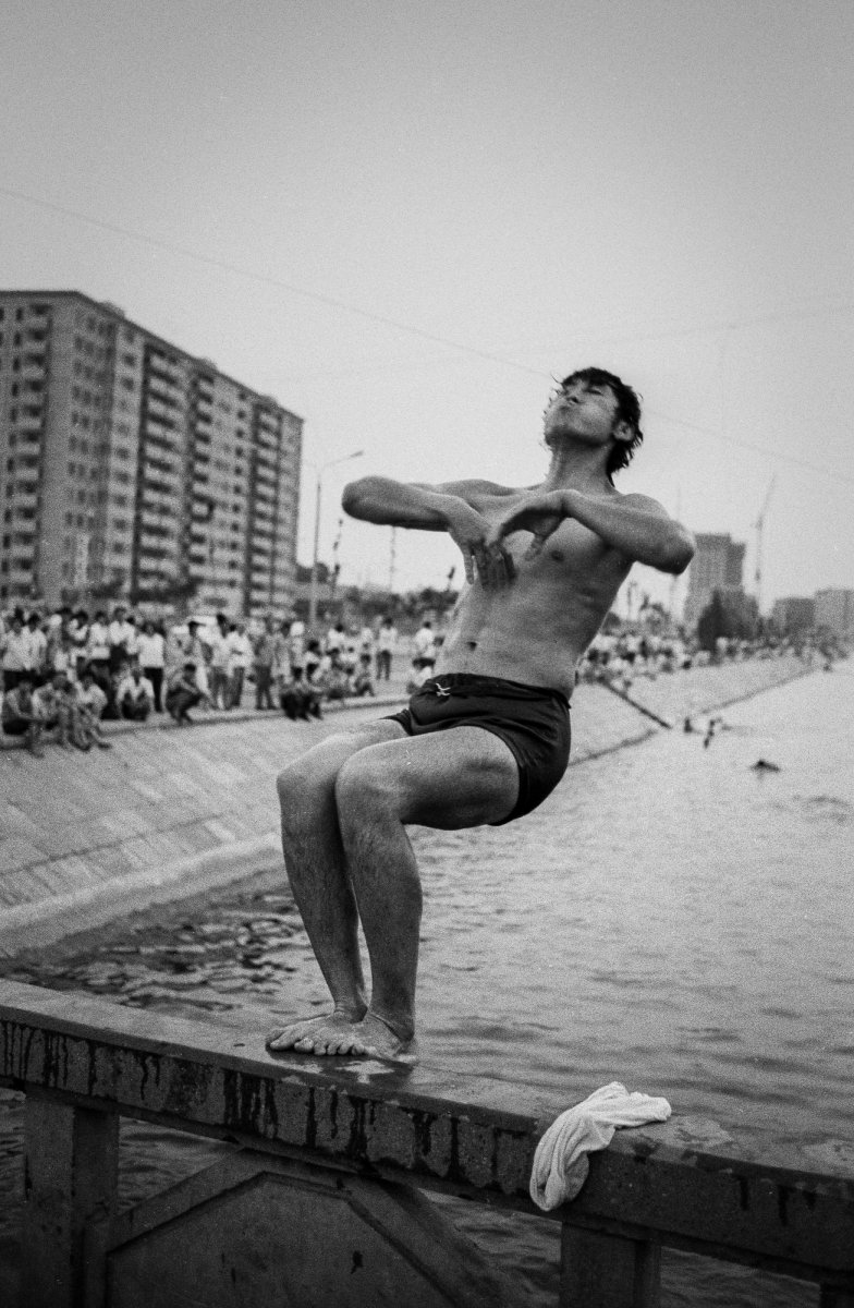 Cooling off in a canal - Beijing, 1985