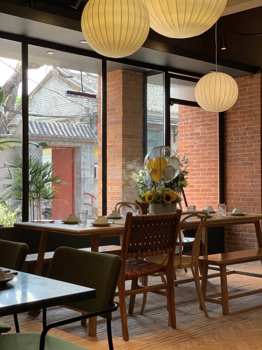 The restaurant has a minimalist, modern design