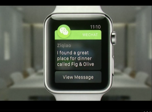 WeChat Makes Prominent Cameo in Apple Watch Presentation