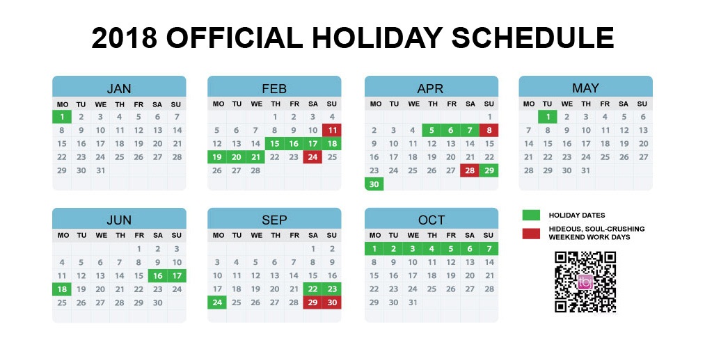 2018 The Holiday Calendar