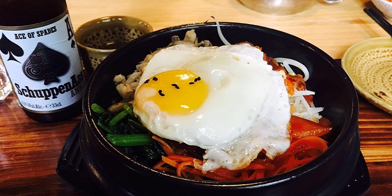 DP Eat from Shovel and Bibimbap from Not-So-Warm Pot at New Village Beer House 